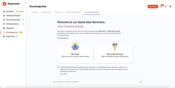 Supersonic 推出游戏创意生成器，AI 助力激发开发者创作灵感